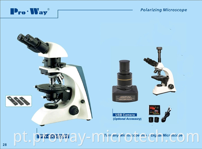Microscópio de polarização profissional com iluminação de transmissão (PW-BK5000P)